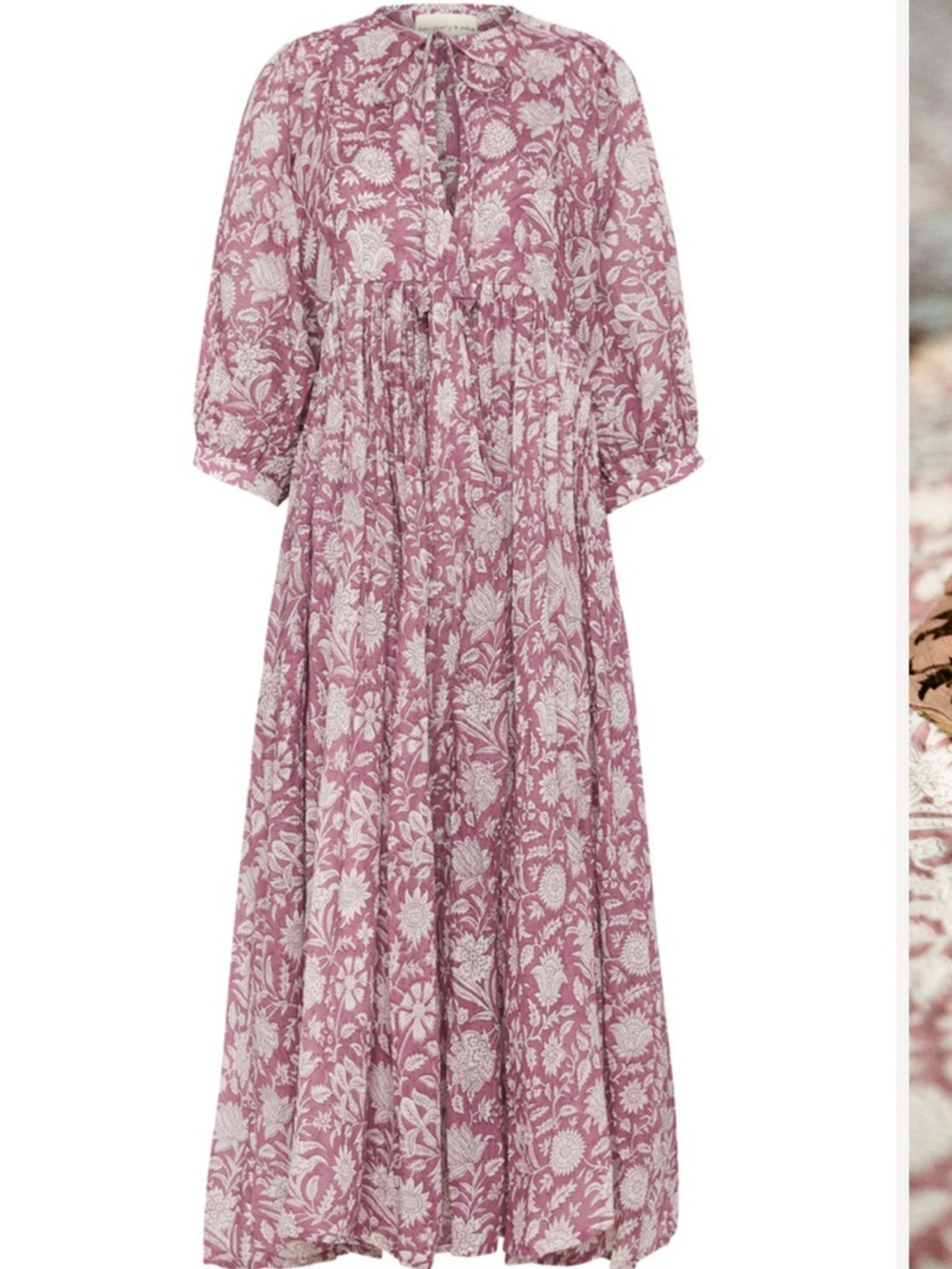 Daughters of India Dusty Rose Floral V-Neck Maxi Dress
